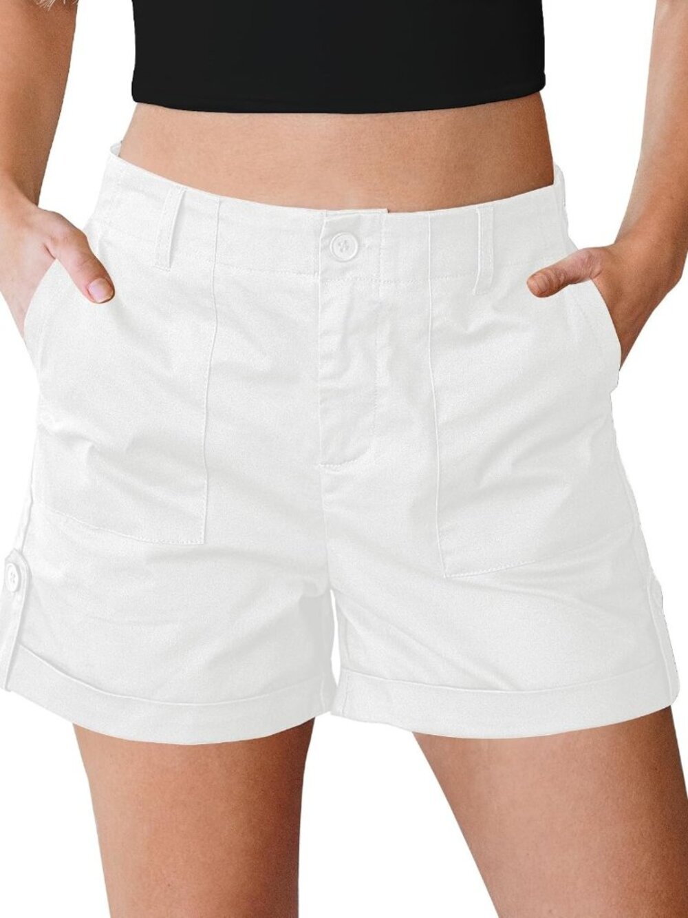 High-Waisted Casual Summer Shorts for Women | Comfy Elastic Waist & Pockets